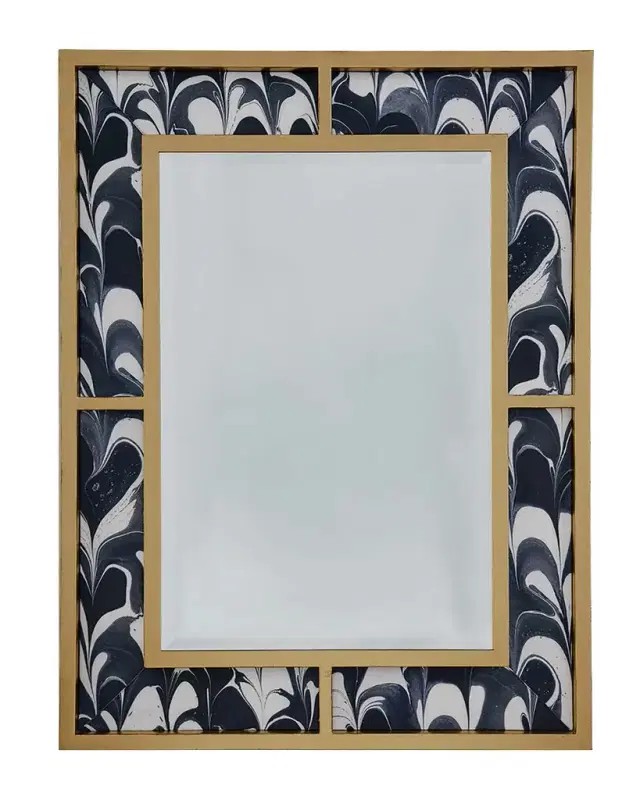 Bedford Mirror with Black Orchid Fabric Bedford Mirror with Black Orchid Fabric