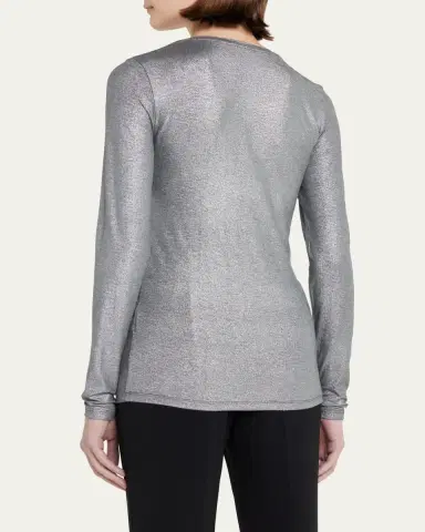 Majestic Filatures Metallic Long-Sleeve Viscose Tee | Thumbnail 3 Majestic Filatures Metallic Long-Sleeve Viscose Tee | Thumbnail 3