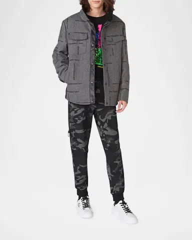 Karl Lagerfeld Paris Men's Sherpa-Lined Logo Shirt Jacket | Thumbnail 2 Karl Lagerfeld Paris Men's Sherpa-Lined Logo Shirt Jacket | Thumbnail 2