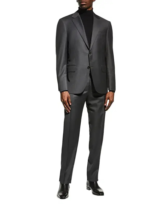 Men 's Solid Wool Suit Men 's Solid Wool Suit