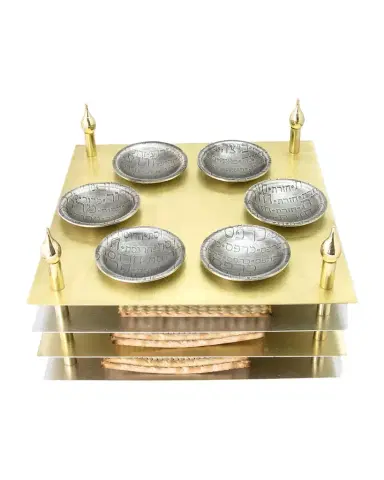 Joy Stember Metal Arts Studio 4-Tier Seder Plate with Matzah Levels | Thumbnail 1 Joy Stember Metal Arts Studio 4-Tier Seder Plate with Matzah Levels | Thumbnail 1