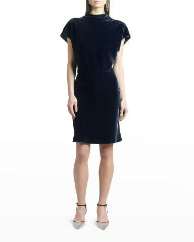 Giorgio Armani Draped Cap-Sleeve Velvet Dress | Thumbnail 2 Giorgio Armani Draped Cap-Sleeve Velvet Dress | Thumbnail 2