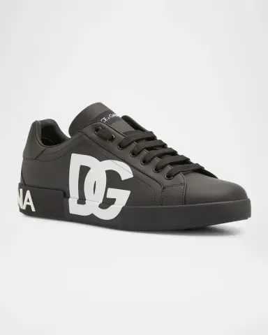Dolce & Gabbana Men's Portofino Leather Low-Top Sneakers | Thumbnail 3 Dolce & Gabbana Men's Portofino Leather Low-Top Sneakers | Thumbnail 3