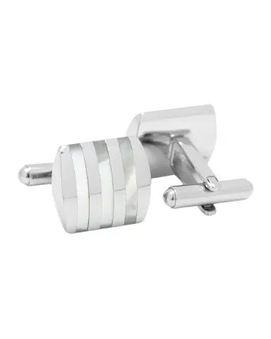 Cufflinks, Inc. Stainless Steel Striped Mother-of-Pearl Cufflinks | Thumbnail 1 Cufflinks, Inc. Stainless Steel Striped Mother-of-Pearl Cufflinks | Thumbnail 1