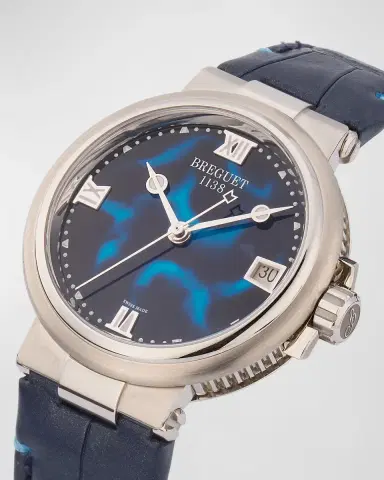 Breguet Stainless Steel Marine 33.8mm Watch with Blue Alligator Strap | Thumbnail 3 Breguet Stainless Steel Marine 33.8mm Watch with Blue Alligator Strap | Thumbnail 3