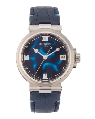 Breguet Stainless Steel Marine 33.8mm Watch with Blue Alligator Strap | Thumbnail 1 Breguet Stainless Steel Marine 33.8mm Watch with Blue Alligator Strap | Thumbnail 1