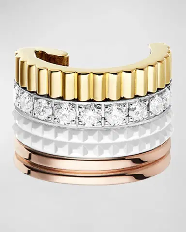 Boucheron Quatre Small Clip Earring with Diamonds and White Ceramic, Single | Thumbnail 2 Boucheron Quatre Small Clip Earring with Diamonds and White Ceramic, Single | Thumbnail 2