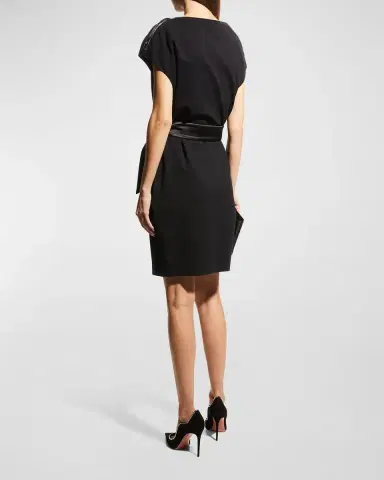 Emporio Armani Zip-Neck Milano Jersey Midi Dress | Thumbnail 4 Emporio Armani Zip-Neck Milano Jersey Midi Dress | Thumbnail 4