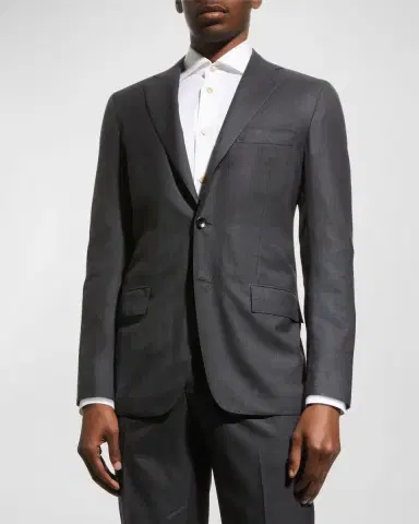 Kiton Men's Two-Piece Solid Wool Suit | Thumbnail 4 Kiton Men's Two-Piece Solid Wool Suit | Thumbnail 4