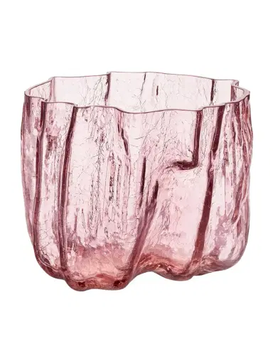 Kosta Boda Pink Crackle Vase, Low | Thumbnail 1 Kosta Boda Pink Crackle Vase, Low | Thumbnail 1