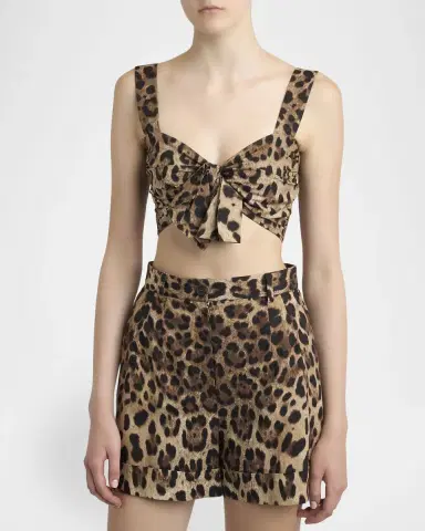 Dolce & Gabbana Leopard-Print Bra Crop Top w/ Tie Front | Thumbnail 3 Dolce & Gabbana Leopard-Print Bra Crop Top w/ Tie Front | Thumbnail 3