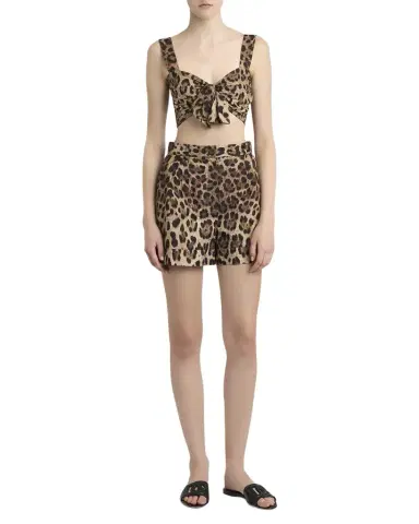 Dolce & Gabbana Leopard-Print Bra Crop Top w/ Tie Front | Thumbnail 1 Dolce & Gabbana Leopard-Print Bra Crop Top w/ Tie Front | Thumbnail 1