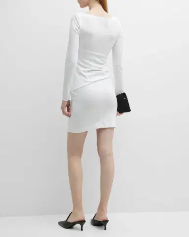 Emporio Armani Pleated Bateau-Neck Mini Dress | Thumbnail 4 Emporio Armani Pleated Bateau-Neck Mini Dress | Thumbnail 4