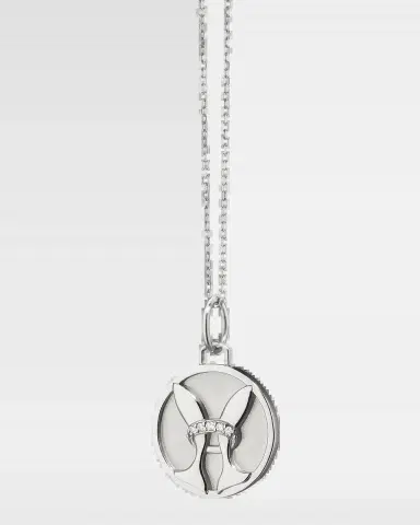 Monica Rich Kosann Sterling Silver Pisces Zodiac Charm Necklace with White Sapphires | Thumbnail 2 Monica Rich Kosann Sterling Silver Pisces Zodiac Charm Necklace with White Sapphires | Thumbnail 2