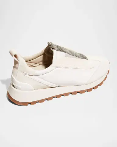 Brunello Cucinelli Mixed Leather Slip-On Runner Sneakers | Thumbnail 3 Brunello Cucinelli Mixed Leather Slip-On Runner Sneakers | Thumbnail 3