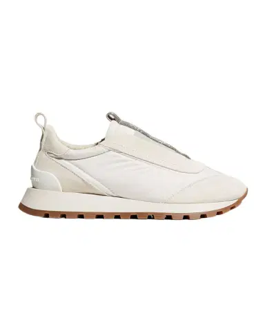Brunello Cucinelli Mixed Leather Slip-On Runner Sneakers | Thumbnail 1 Brunello Cucinelli Mixed Leather Slip-On Runner Sneakers | Thumbnail 1