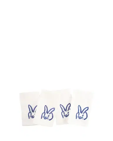 Hunt Slonem Painted Bunny Embroidered Dinner Napkin - Blue White | Thumbnail 1 Hunt Slonem Painted Bunny Embroidered Dinner Napkin - Blue White | Thumbnail 1
