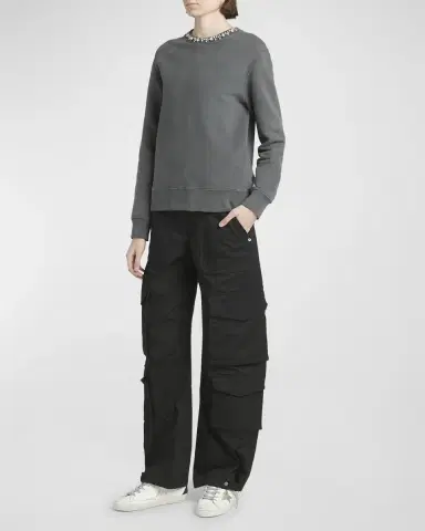 Golden Goose Distressed Crystal-Embellished Crewneck Sweatshirt | Thumbnail 2 Golden Goose Distressed Crystal-Embellished Crewneck Sweatshirt | Thumbnail 2