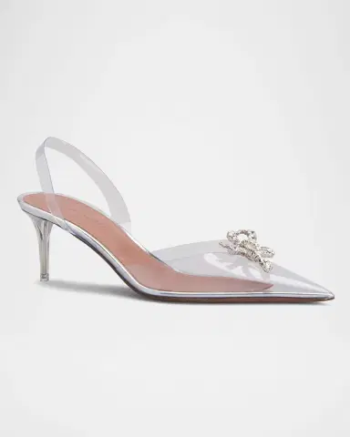 Amina Muaddi Rosie Clear Bow Halter Pumps | Thumbnail 2 Amina Muaddi Rosie Clear Bow Halter Pumps | Thumbnail 2