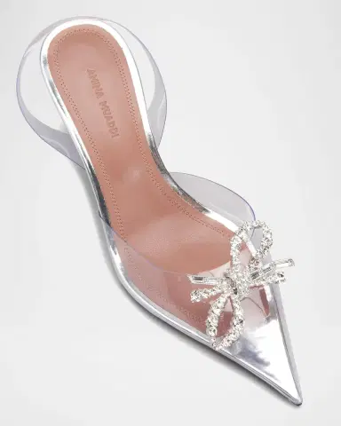 Amina Muaddi Rosie Clear Bow Halter Pumps | Thumbnail 4 Amina Muaddi Rosie Clear Bow Halter Pumps | Thumbnail 4