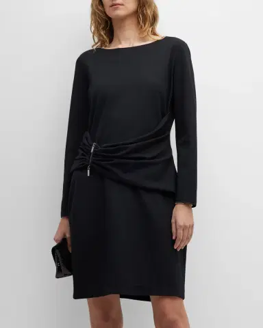 Emporio Armani Draped Bateau-Neck Jersey Midi Dress | Thumbnail 3 Emporio Armani Draped Bateau-Neck Jersey Midi Dress | Thumbnail 3