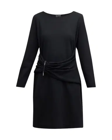 Emporio Armani Draped Bateau-Neck Jersey Midi Dress | Thumbnail 1 Emporio Armani Draped Bateau-Neck Jersey Midi Dress | Thumbnail 1