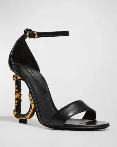 Dolce & Gabbana Leather Barocco-Heel Sandals | Thumbnail 3 Dolce & Gabbana Leather Barocco-Heel Sandals | Thumbnail 3