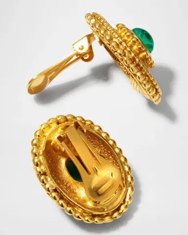 Ben-Amun Emerald Glass Clip-On Earrings | Thumbnail 4 Ben-Amun Emerald Glass Clip-On Earrings | Thumbnail 4