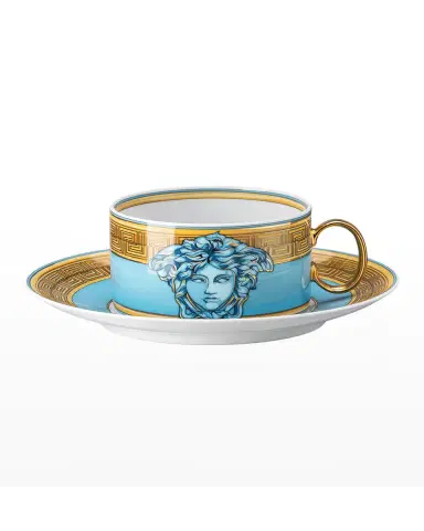 Versace Medusa Amplified Blue Coin Tea Cup and Saucer | Thumbnail 2 Versace Medusa Amplified Blue Coin Tea Cup and Saucer | Thumbnail 2