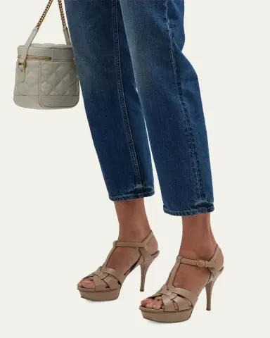 Saint Laurent Tribute Leather T-Strap Platform Sandals | Thumbnail 2 Saint Laurent Tribute Leather T-Strap Platform Sandals | Thumbnail 2