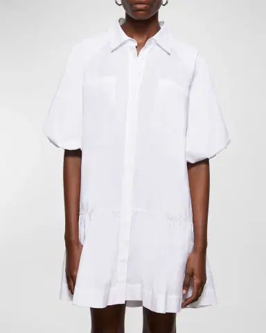 SIMKHAI Chrissy Puff-Sleeve Cotton Poplin Mini Shirtdress | Thumbnail 5 SIMKHAI Chrissy Puff-Sleeve Cotton Poplin Mini Shirtdress | Thumbnail 5