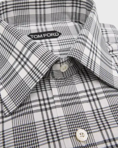 TOM FORD Men's Slim Fit Plaid Dress Shirt | Thumbnail 2 TOM FORD Men's Slim Fit Plaid Dress Shirt | Thumbnail 2