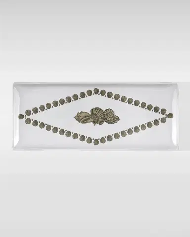 Fornasetti Rectangular Tray - Giro Di Conchiglie Gold Black White | Thumbnail 2 Fornasetti Rectangular Tray - Giro Di Conchiglie Gold Black White | Thumbnail 2