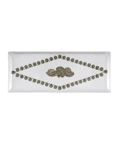 Fornasetti Rectangular Tray - Giro Di Conchiglie Gold Black White | Thumbnail 1 Fornasetti Rectangular Tray - Giro Di Conchiglie Gold Black White | Thumbnail 1