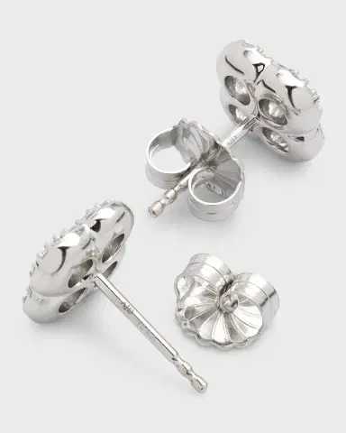 Neiman Marcus Diamonds 18K White Gold Diamond Flower Stud Earrings, 1.36tcw, 0.4"L / 0.4"W | Thumbnail 3 Neiman Marcus Diamonds 18K White Gold Diamond Flower Stud Earrings, 1.36tcw, 0.4"L / 0.4"W | Thumbnail 3