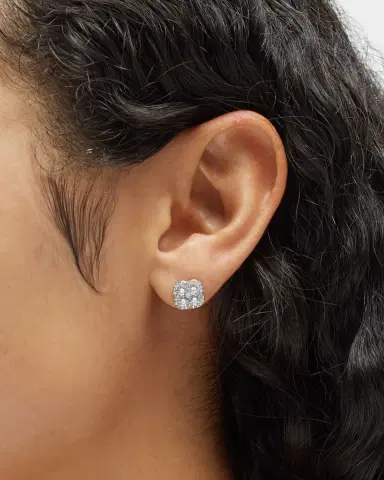 Neiman Marcus Diamonds 18K White Gold Diamond Flower Stud Earrings, 1.36tcw, 0.4"L / 0.4"W | Thumbnail 1 Neiman Marcus Diamonds 18K White Gold Diamond Flower Stud Earrings, 1.36tcw, 0.4"L / 0.4"W | Thumbnail 1