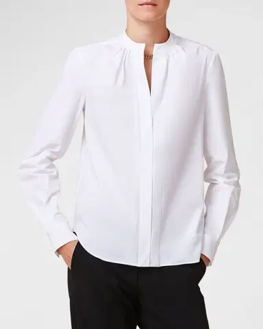 CALLAS MILANO Olympia Ruched Long-Sleeve Cotton Blouse | Thumbnail 2 CALLAS MILANO Olympia Ruched Long-Sleeve Cotton Blouse | Thumbnail 2