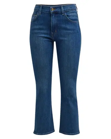 St. John Cropped Stretch Denim Flare Jeans | Thumbnail 1 St. John Cropped Stretch Denim Flare Jeans | Thumbnail 1