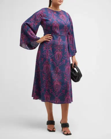 Gabriella Rossetti Lucrezia Printed Bell-Sleeve Midi Dress | Thumbnail 2 Gabriella Rossetti Lucrezia Printed Bell-Sleeve Midi Dress | Thumbnail 2