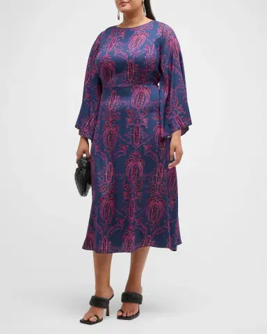 Gabriella Rossetti Lucrezia Printed Bell-Sleeve Midi Dress | Thumbnail 3 Gabriella Rossetti Lucrezia Printed Bell-Sleeve Midi Dress | Thumbnail 3