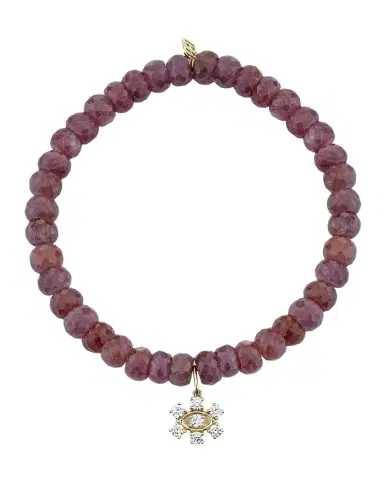 Sydney Evan Marquise Eye Prong-Set Flower on Pink Sapphire Bead Bracelet | Thumbnail 1 Sydney Evan Marquise Eye Prong-Set Flower on Pink Sapphire Bead Bracelet | Thumbnail 1