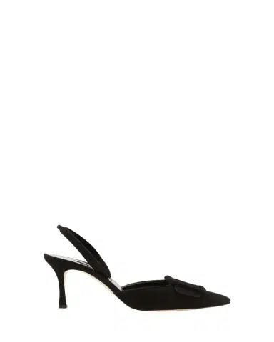 Manolo Blahnik Maysli Suede Buckle Halter Pumps | Thumbnail 1 Manolo Blahnik Maysli Suede Buckle Halter Pumps | Thumbnail 1