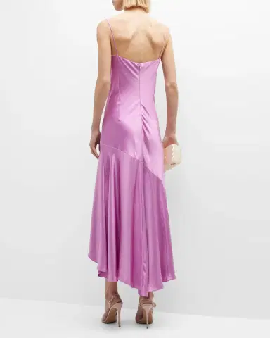 PINKO La Rosas High-Low Satin Midi Dress | Thumbnail 3 PINKO La Rosas High-Low Satin Midi Dress | Thumbnail 3
