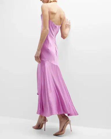PINKO La Rosas High-Low Satin Midi Dress | Thumbnail 6 PINKO La Rosas High-Low Satin Midi Dress | Thumbnail 6