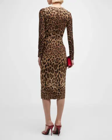 Dolce & Gabbana Leopard-Print Long-Sleeve Midi Dress | Thumbnail 6 Dolce & Gabbana Leopard-Print Long-Sleeve Midi Dress | Thumbnail 6