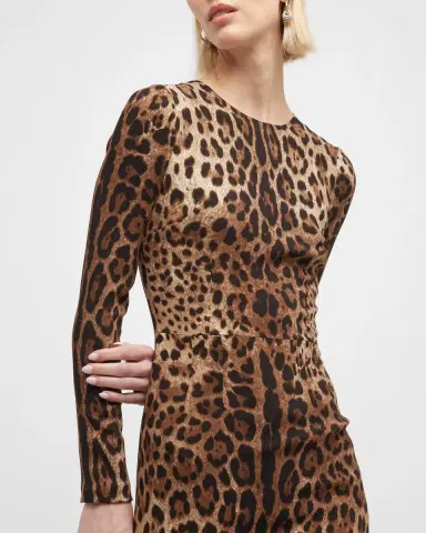 Dolce & Gabbana Leopard-Print Long-Sleeve Midi Dress | Thumbnail 7 Dolce & Gabbana Leopard-Print Long-Sleeve Midi Dress | Thumbnail 7