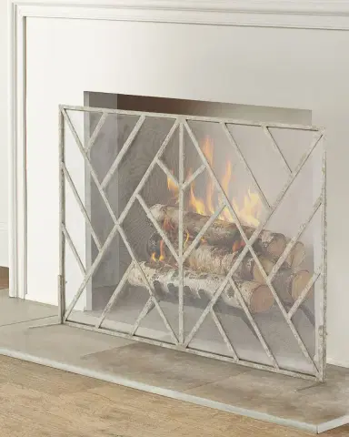 Old World Design Fuller Geometric Fireplace Screen | Thumbnail 2 Old World Design Fuller Geometric Fireplace Screen | Thumbnail 2