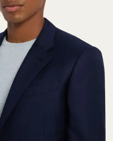 Zegna Men's Solid Wool Blazer | Thumbnail 5 Zegna Men's Solid Wool Blazer | Thumbnail 5