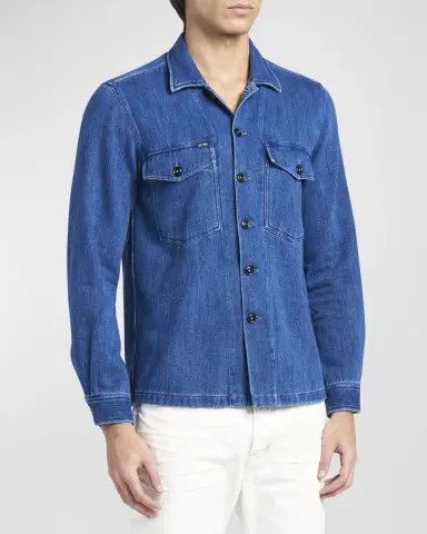 Tom Ford Men's Denim Overshirt | Thumbnail 4 Tom Ford Men's Denim Overshirt | Thumbnail 4