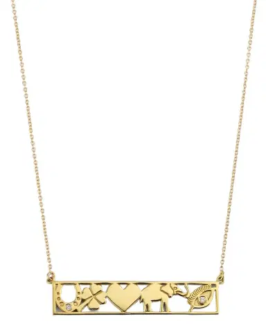 Jennifer Meyer 18K Yellow Gold Good Luck Bar Necklace | Thumbnail 1 Jennifer Meyer 18K Yellow Gold Good Luck Bar Necklace | Thumbnail 1